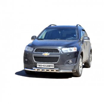 10 599 р. Защита переда труба двойная крашенная d63,5, Техно Сфера Chevrolet Captiva  дорестайлинг (2006-2011) (Черный глянец)  с доставкой в г. Тамбов. Увеличить фотографию 1