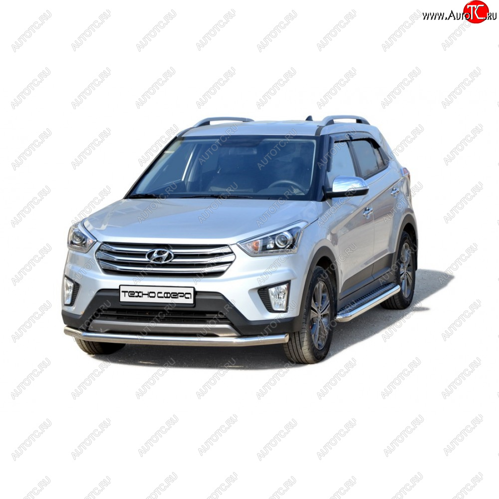 6 699 р. Защита переда труба крашенная d63.5, Техно Сфера Hyundai Creta GS дорестайлинг (2015-2019) (Черный матовый)  с доставкой в г. Тамбов