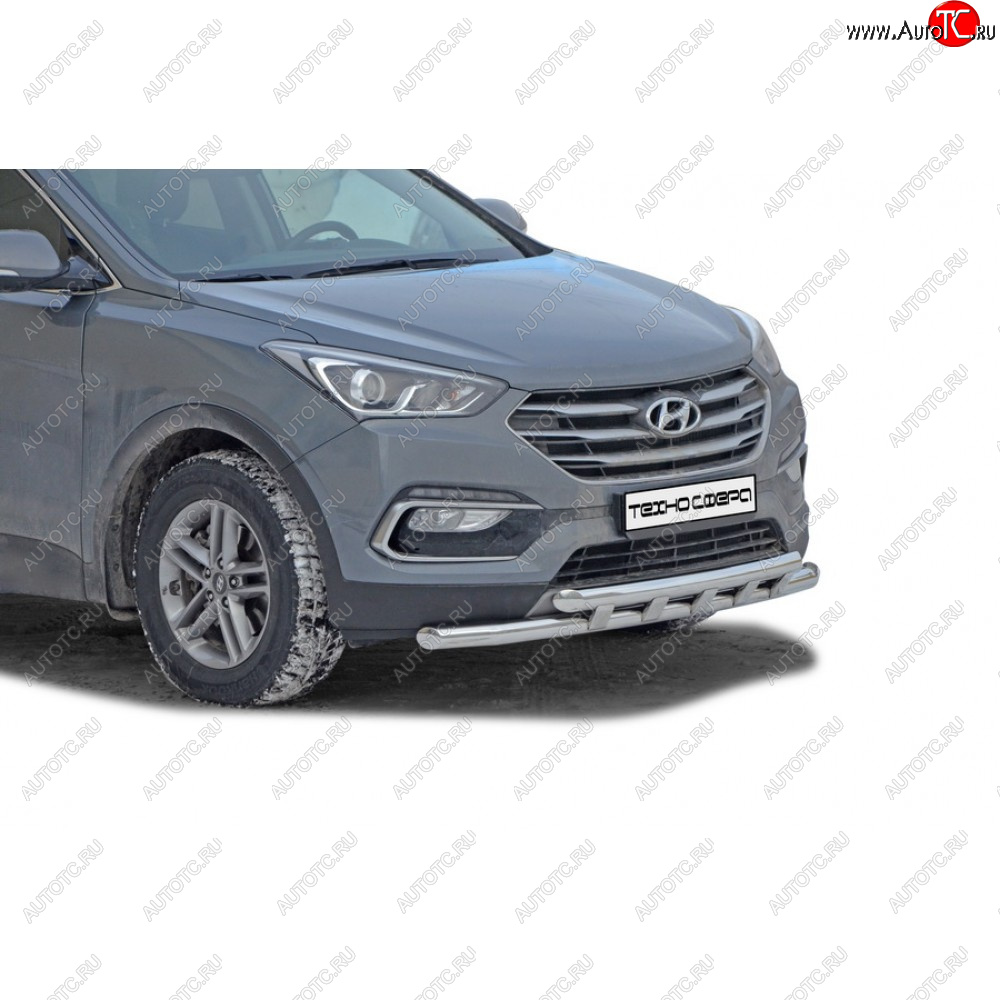 26 999 р. Защита переда труба двойная нержавейка d63,5, Техно Сфера  Hyundai Santa Fe  DM (2015-2019) рестайлинг (Нержавейка)  с доставкой в г. Тамбов