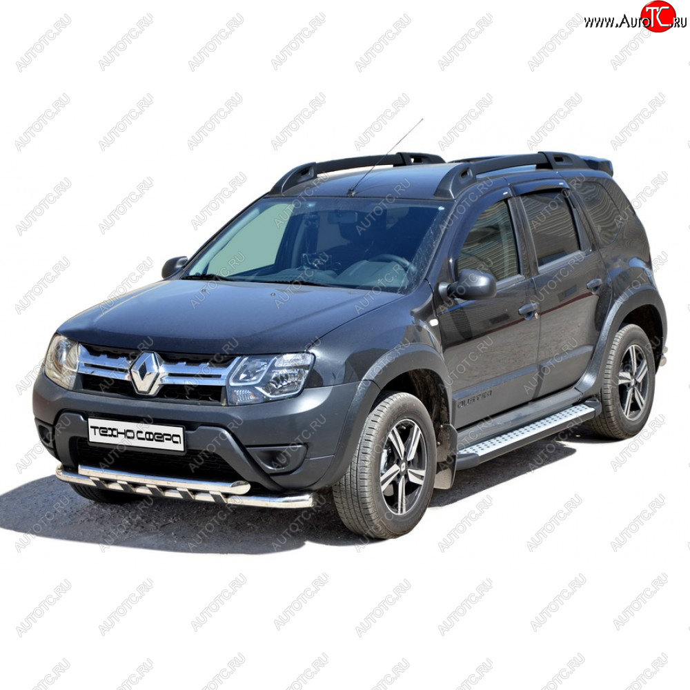 24 999 р. Защита переда труба двойна нержавейка d63.5, Техно Сфера  Renault Duster ( HS,  HM) (2010-2024) дорестайлинг, рестайлинг, рестайлинг (Нержавейка)  с доставкой в г. Тамбов