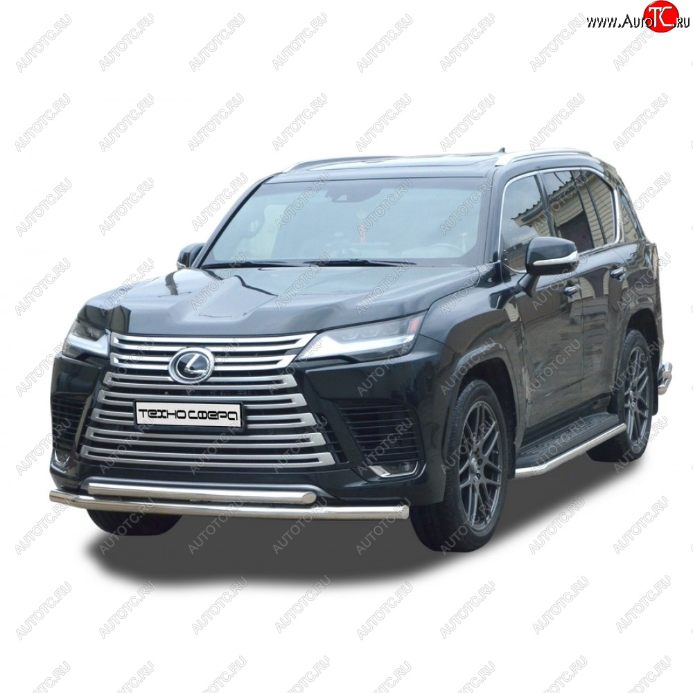 36 999 р. Защита переда труба двойная нержавейка d63, d51, Техно Сфера  Lexus LX600  J310 (2021-2022) (Нержавейка)  с доставкой в г. Тамбов