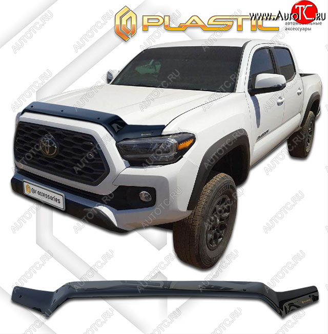 1 899 р. Дефлектор капота CA-Plastic  Toyota Tacoma  N300 (2016-2023) PickUp DoubleCab дорестайлинг, PickUp DoubleCab рестайлинг (Classic черный)  с доставкой в г. Тамбов