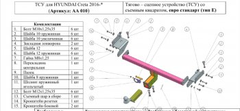 9 399 р. Фаркоп (шар E) Авто-Арсенал Hyundai Creta GS дорестайлинг (2015-2019)  с доставкой в г. Тамбов. Увеличить фотографию 8