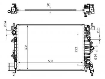 5 349 р. Радиатор SAT Chevrolet Aveo T300 седан (2011-2015)  с доставкой в г. Тамбов. Увеличить фотографию 1