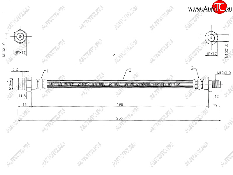 759 р. Шланг тормозной задний LH=RH SAT Mitsubishi Outlander CU (2003-2009)  с доставкой в г. Тамбов