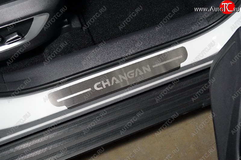 4 599 р. Накладки на пороги, ТСС Тюнинг  Changan CS75 (2018-2022) 1-ый рестайлинг (лист шлифованный надпись Changan)  с доставкой в г. Тамбов