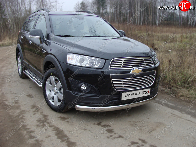 17 749 р. Защита переднего бампера овальная 75х42 мм ТСС тюнинг  Chevrolet Captiva (2013-2016) 2-ой рестайлинг (нержавейка)  с доставкой в г. Тамбов