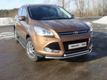 12 999 р. Защита передняя двойная d42,4*42,4 мм ТСС Тюнинг Ford Kuga 2 дорестайлинг (2013-2016) (нержавейка)  с доставкой в г. Тамбов. Увеличить фотографию 1