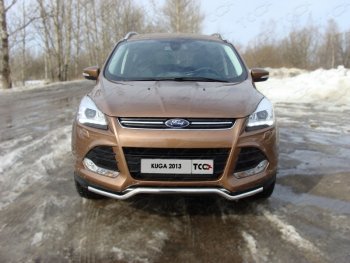 Защита переднего бампера нижняя d42,4 мм ТСС Тюнинг Ford Kuga 2 дорестайлинг (2013-2016)  (нержавейка)