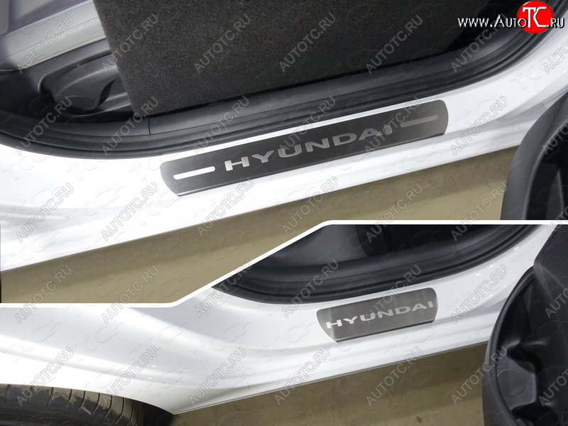 4 699 р. Накладки на пороги (4шт) ТСС Тюнинг  Hyundai I30  3 PD - I30 Fastback  PD (лист шлифованный надпись Hyundai )  с доставкой в г. Тамбов