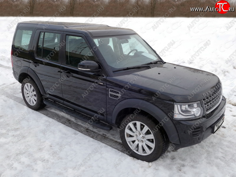 21 349 р. Пороги алюминиевые с пластиковой накладкой ТСС Тюнинг  Land Rover Discovery  4 L319 (2009-2016) (карбон черные)  с доставкой в г. Тамбов