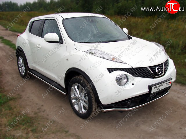 10 949 р. Защита переднего бампера нижняя d42,4 мм ТСС Тюнинг  Nissan Juke  1 YF15 (2010-2014) дорестайлинг (нержавейка)  с доставкой в г. Тамбов