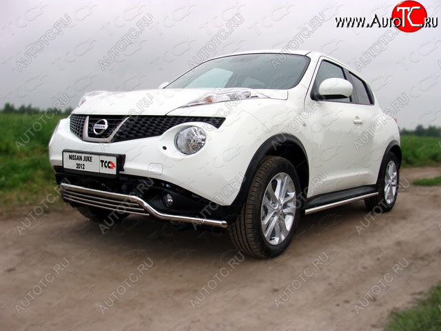 16 399 р. Защита переднего бампера кенгурин 42,4*16 мм ТСС Тюнинг Nissan Juke 1 YF15 дорестайлинг (2010-2014) (нержавейка)  с доставкой в г. Тамбов