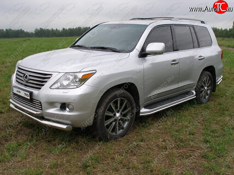 14 449 р. Защита порогов алюминий 42,4 мм, ТСС Тюнинг Lexus LX570 J200 дорестайлинг (2007-2012)  с доставкой в г. Тамбов