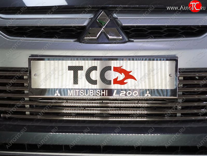 4 999 р. Рамка гос. номера ТСС Тюнинг Mitsubishi L200 5 KK,KL рестайлинг (2018-2022) (нержавейка)  с доставкой в г. Тамбов