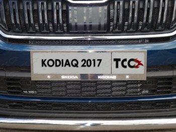 6 249 р. Рамка гос. номера ТСС Тюнинг Skoda Kodiaq NU7 дорестайлинг (2017-2021) (нержавейка)  с доставкой в г. Тамбов. Увеличить фотографию 1