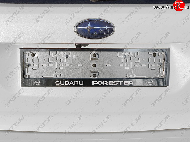 6 449 р. Рамка гос. номера ТСС Тюнинг Subaru Forester SK/S14 дорестайлинг (2018-2021) (нержавейка)  с доставкой в г. Тамбов