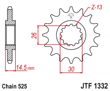 Звезда цепного привода JTF1332 16  jtf1332.16