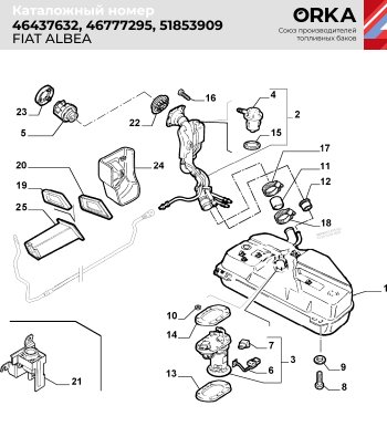 21 599 р. Топливный бак Fiat Palio, 2005-2012 г.в. (антикоррозия) Сталь 8 OS010 46437632 46777295 51853909 2007008 3005ZP1 6906-00-2007008P Fiat Albea Fiat Siena Fiat Palio   os010  с доставкой в г. Тамбов. Увеличить фотографию 6