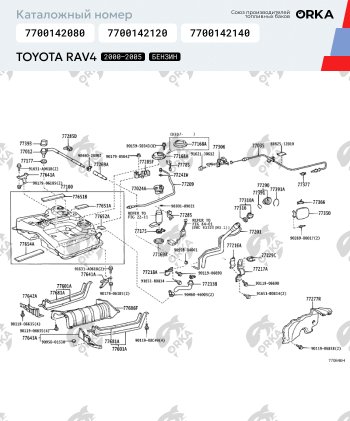 27 999 р. Топливный бак Бензин ORKA Toyota RAV4 CA20 3 дв. дорестайлинг (2000-2003) (антикоррозия)  с доставкой в г. Тамбов. Увеличить фотографию 19