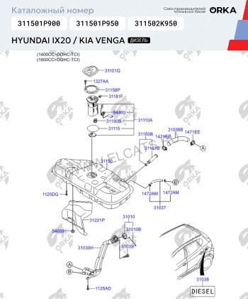 10 849 р. Топливный бак сталь (антикоррозия) Hyundai i20 PB хэтчбэк дорестайлинг (2008-2012)  с доставкой в г. Тамбов. Увеличить фотографию 11