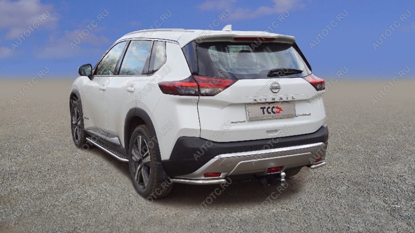 15 399 р. Защита заднего бампера (уголки) d 42,4 мм ТСС Тюнинг  Nissan X-trail  4 T33 (2021-2025) дорестайлинг (нержавейка)  с доставкой в г. Тамбов