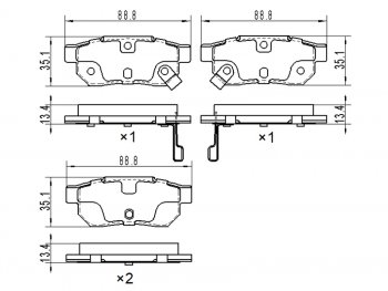 679 р. Колодки тормозные задние RH-LH SAT Honda Fit GP,GK  дорестайлинг (2013-2015)  с доставкой в г. Тамбов. Увеличить фотографию 1