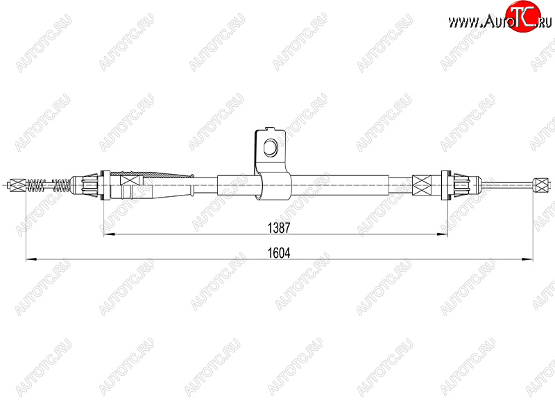 2 499 р. Трос стояночного тормоза RH SAT  Nissan Micra  K12 (2002-2010) 5 дв. дорестайлинг, 5 дв. 2-ой рестайлинг  с доставкой в г. Тамбов