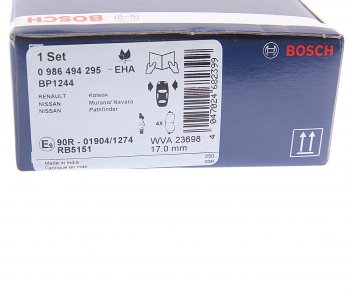 3 089 р. Колодки тормозные передние R17 (4шт.) BOSCH Nissan Pathfinder R51 дорестайлинг (2004-2007)  с доставкой в г. Тамбов. Увеличить фотографию 4