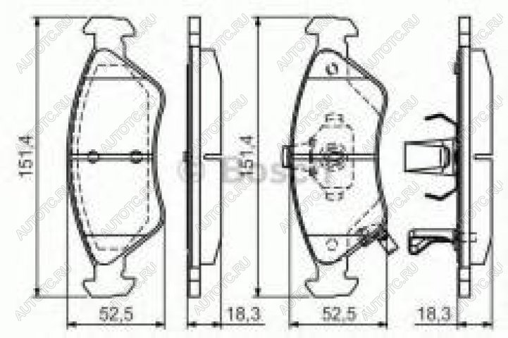 1 329 р. Колодки тормозные передние (4шт.) BOSCH KIA Clarus K9A седан дорестайлинг (1996-1998)  с доставкой в г. Тамбов