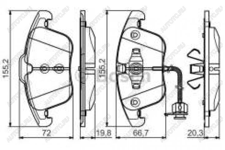 4 199 р. Колодки тормозные передние (4шт.) BOSCH Audi A4 B8 дорестайлинг, седан (2007-2011)  с доставкой в г. Тамбов