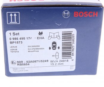 2 599 р. Колодки тормозные задние (4шт.) BOSCH Toyota Highlander XU50 дорестайлинг (2013-2017)  с доставкой в г. Тамбов. Увеличить фотографию 4