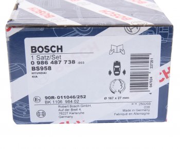 2 099 р. Колодки тормозные задние барабанные 4шт. BOSCH Hyundai Santa Fe SM (2000-2012)  с доставкой в г. Тамбов. Увеличить фотографию 4