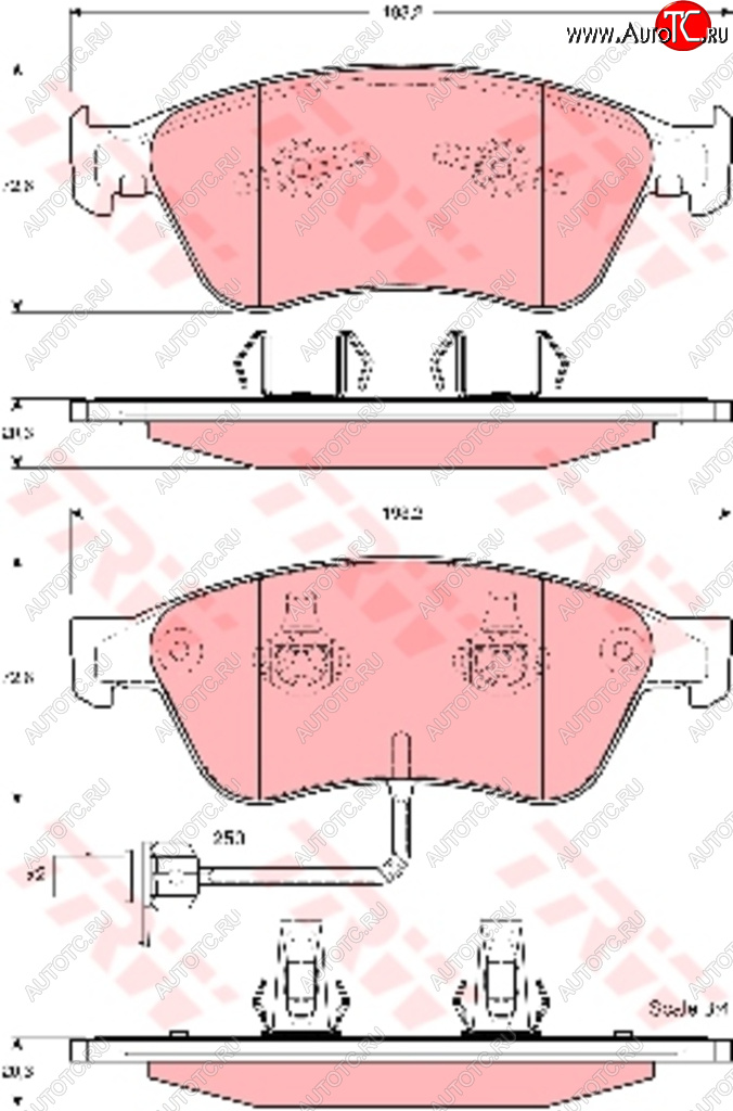 8 649 р. Колодки тормозные передние (4шт.) TRW Audi A8 D3 дорестайлинг (2002-2005)  с доставкой в г. Тамбов