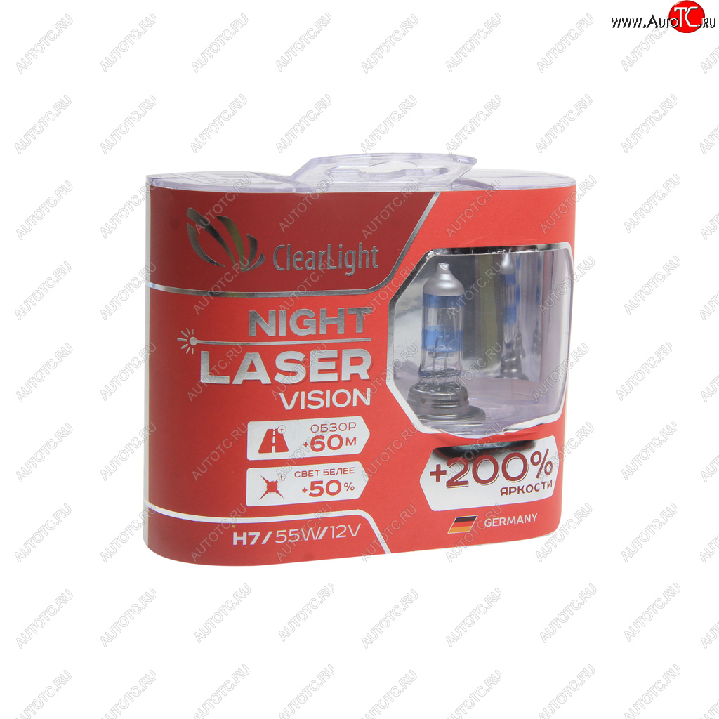 1 129 р. Лампа 12V H7 55W +200% (2шт.) Night Laser Vision CLEARLIGHT Toyota Corolla E150 седан дорестайлинг (2006-2010)  с доставкой в г. Тамбов