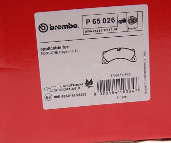 12 749 р. Колодки тормозные передние (4шт.) BREMBO Porsche Cayenne 958 (2010-2014)  с доставкой в г. Тамбов. Увеличить фотографию 4