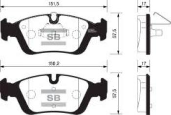 Колодки тормозные передние (4шт.) SANGSIN BMW 3 серия E46 седан дорестайлинг (1998-2001)