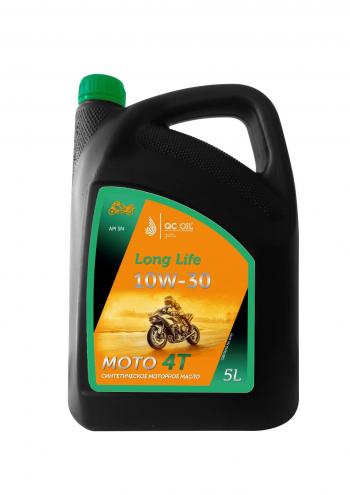 Моторное масло 10W-30 МОТО 4Т QC OIL Long Life синтетическое плакирующее, канистра 5л QC OIL qcllm10w30s5