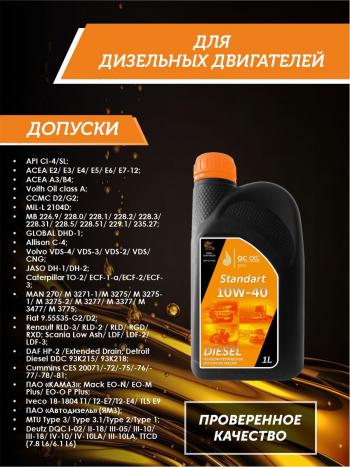 1 889 р. Моторное масло 15W-40 (CI-4) 1л QC OIL STANDART минеральное для грузовых QC OIL qcsg15w40m1  с доставкой в г. Тамбов. Увеличить фотографию 2