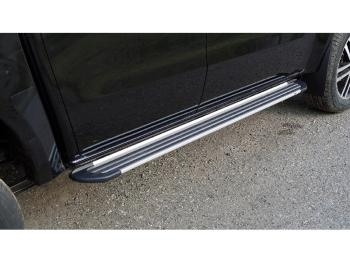 Пороги алюминиевые Slim Line ТСС Тюнинг JAC T9 (2021-2025) Pickup Double Cab (серебро)