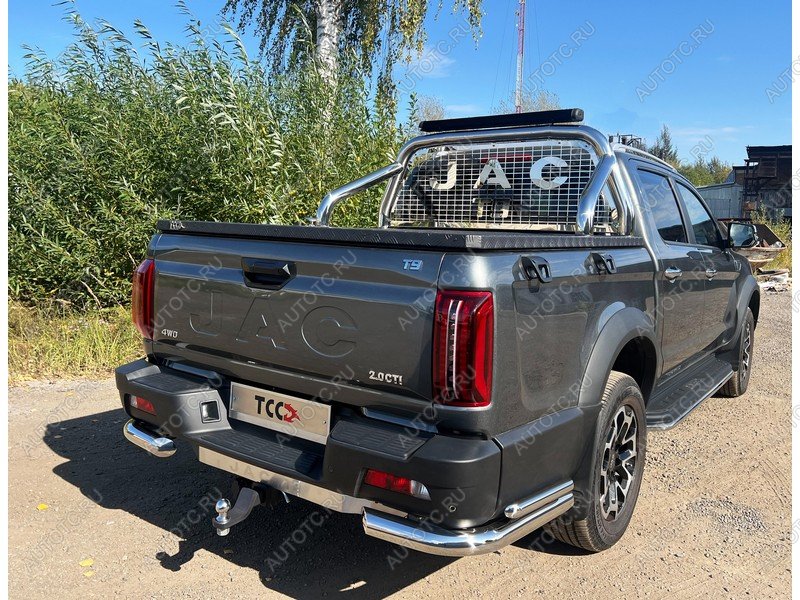 32 999 р. Защита задняя уголки двойные d76.1*42.4 ТСС Тюнинг  JAC T9 (2021-2025) Pickup Double Cab (нержавейка)  с доставкой в г. Тамбов