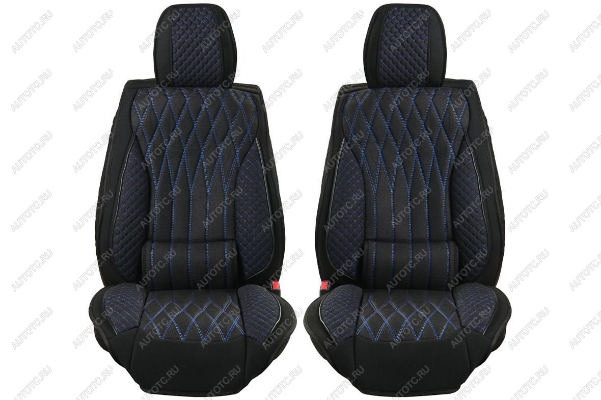4 549 р. Каркасные накидки для сидений автомобиля из велюра Comfort Plus Черно-синий Seintex 317788  с доставкой в г. Тамбов