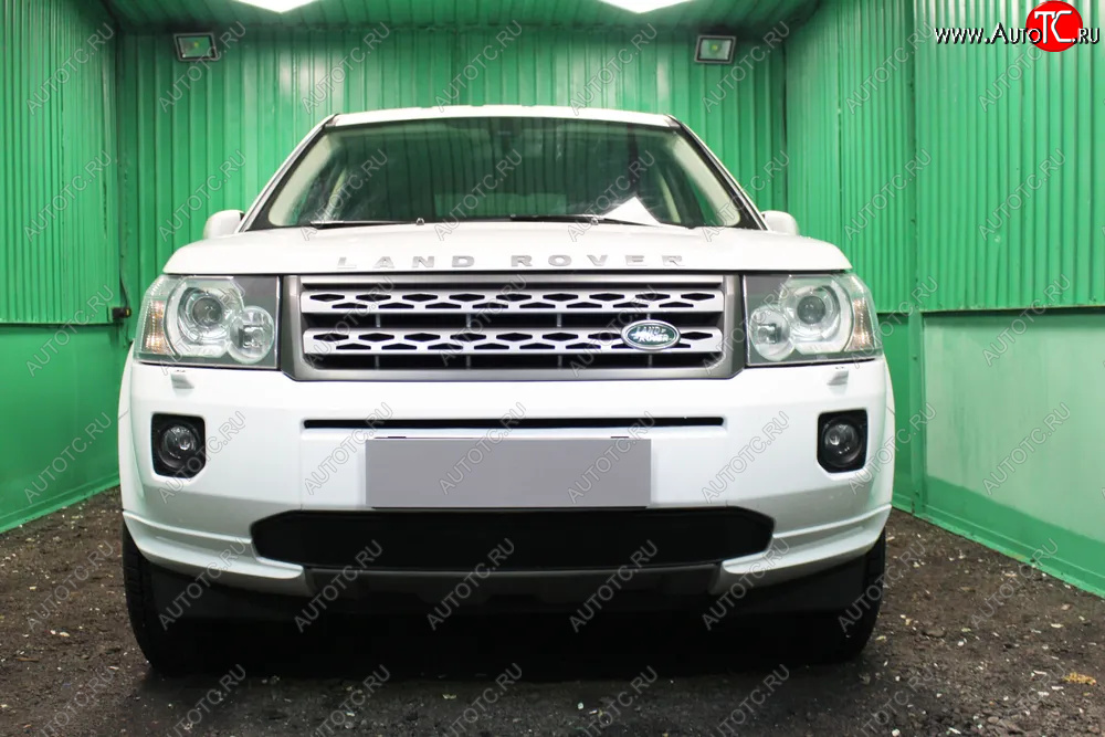 2 969 р. Защитная сетка в бампер (низ, ячейка 3х7 мм) Alfeco Стандарт Land Rover Freelander L359 1-ый рестайлинг (2010-2012) (Чёрная)  с доставкой в г. Тамбов