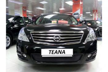 2 589 р. Защита радиатора Стрелка11 Стандарт Nissan Teana 2 J32 дорестайлинг (2008-2011) (черная)  с доставкой в г. Тамбов. Увеличить фотографию 1