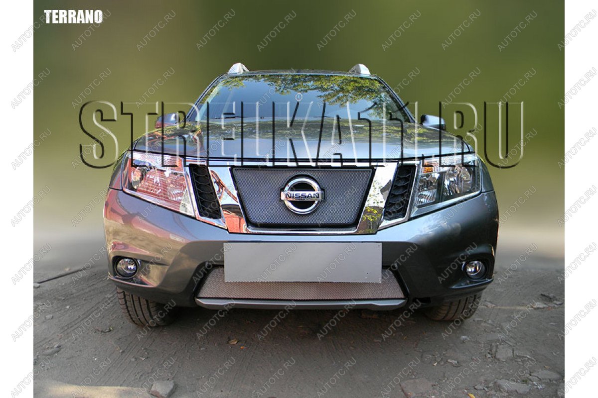 3 279 р. Защита радиатора (верх) Стрелка11 Стандарт Nissan Terrano D10 дорестайлинг (2013-2016) (черная)  с доставкой в г. Тамбов