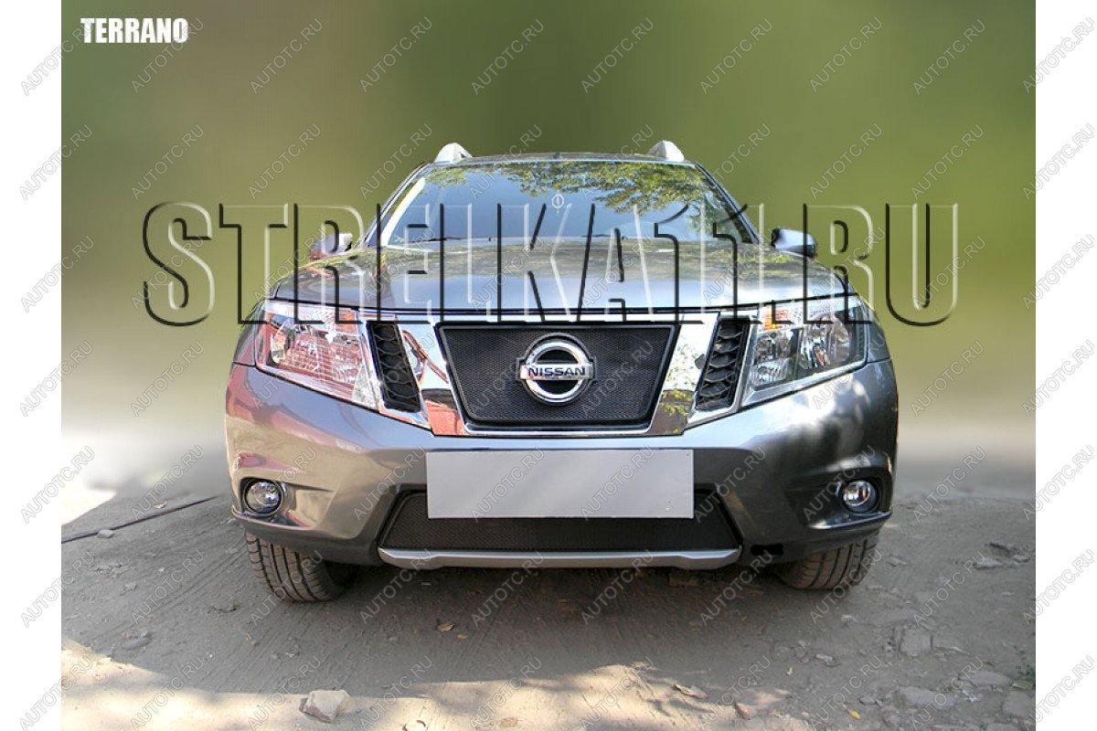 3 099 р. Защита радиатора (низ) Стрелка11 Стандарт Nissan Terrano D10 дорестайлинг (2013-2016) (черная)  с доставкой в г. Тамбов