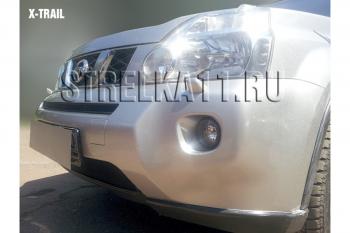 3 399 р. Защита радиатора (низ) Стрелка11 Стандарт Nissan X-trail 2 T31 дорестайлинг (2007-2011) (черная)  с доставкой в г. Тамбов. Увеличить фотографию 2