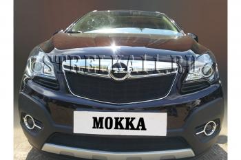 3 899 р. Защита радиатора (верх) Стрелка11 Стандарт Opel Mokka  дорестайлинг (2012-2016) (черная)  с доставкой в г. Тамбов. Увеличить фотографию 2