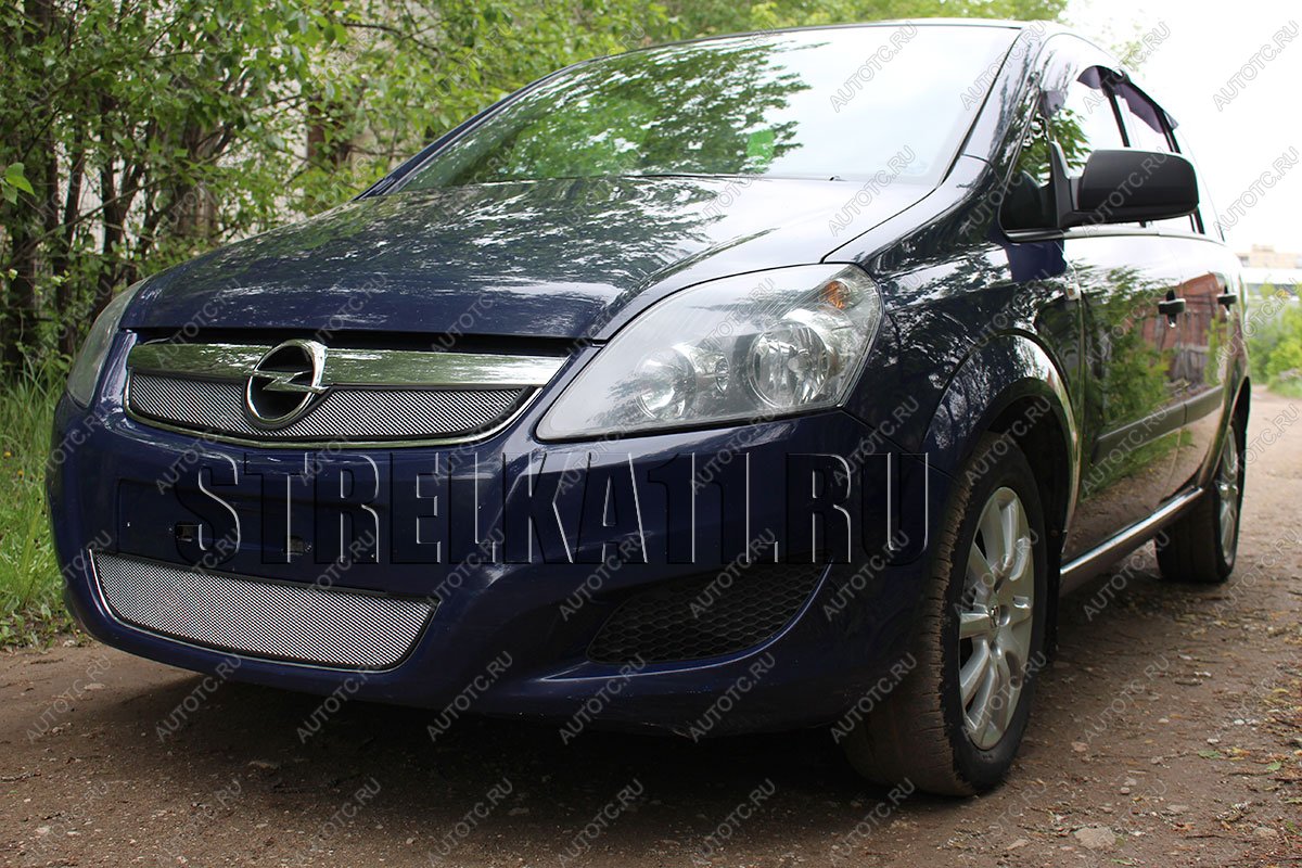 2 799 р. Защита радиатора (верх) Стрелка11 Стандарт Opel Zafira В рестайлинг (2007-2015) (черная)  с доставкой в г. Тамбов