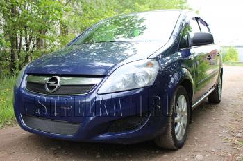 2 799 р. Защита радиатора (верх) Стрелка11 Стандарт Opel Zafira В рестайлинг (2007-2015) (черная)  с доставкой в г. Тамбов. Увеличить фотографию 3